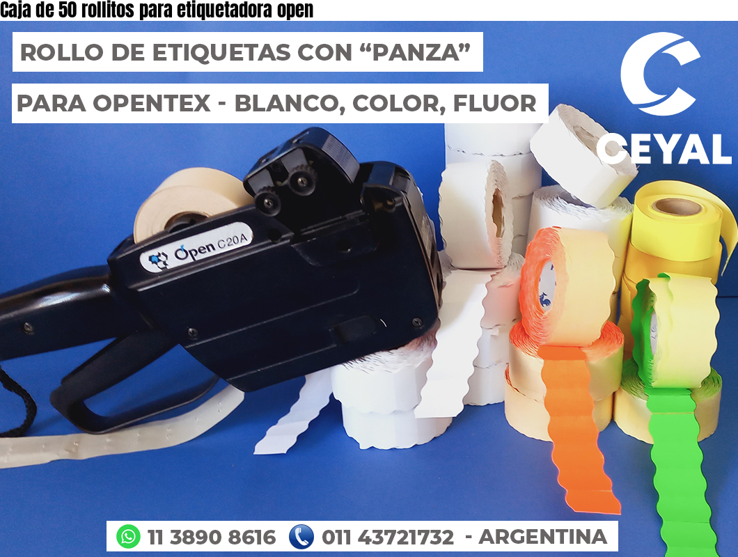 Caja de 50 rollitos para etiquetadora open