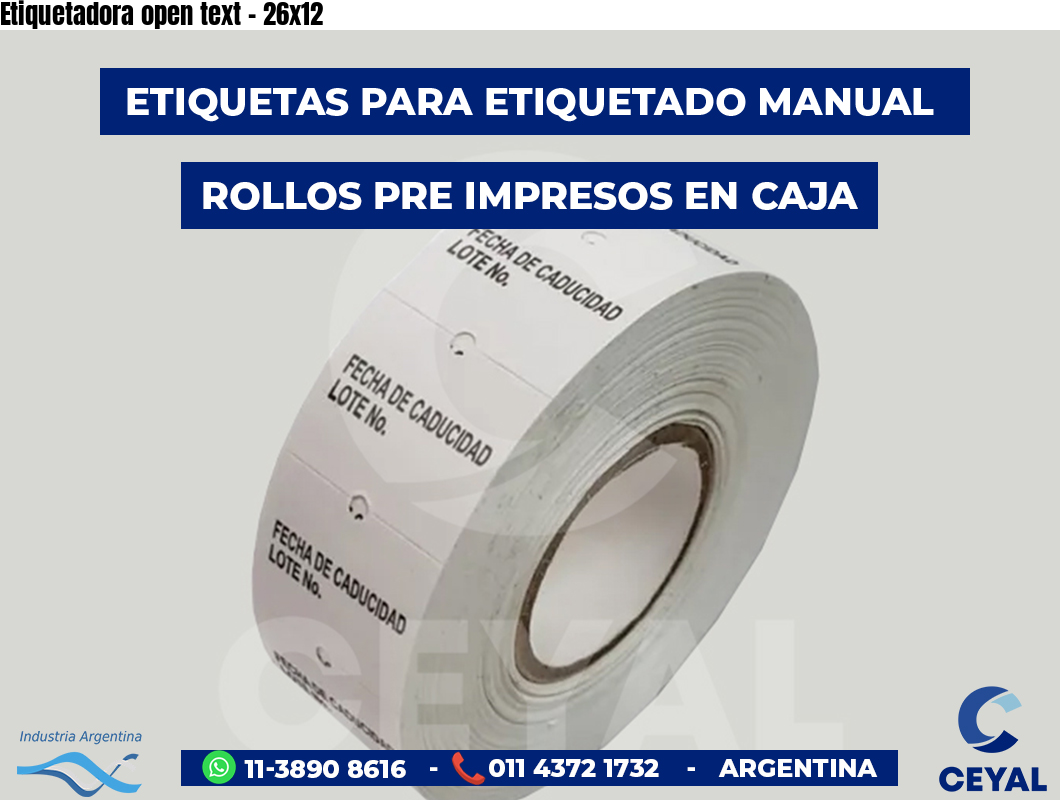 Etiquetadora open text - 26x12
