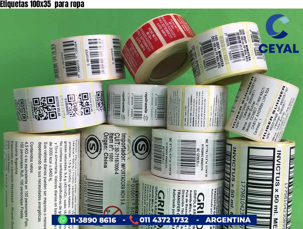 Etiquetas 100x35  para ropa