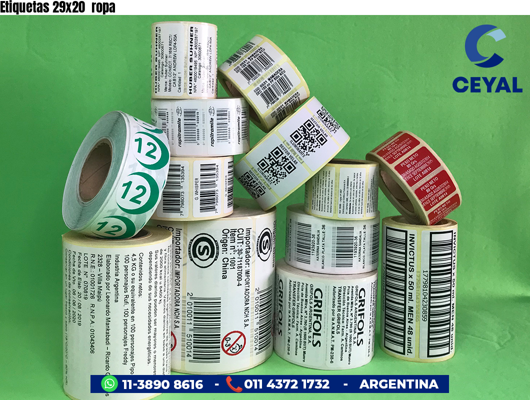 Etiquetas 29x20  ropa