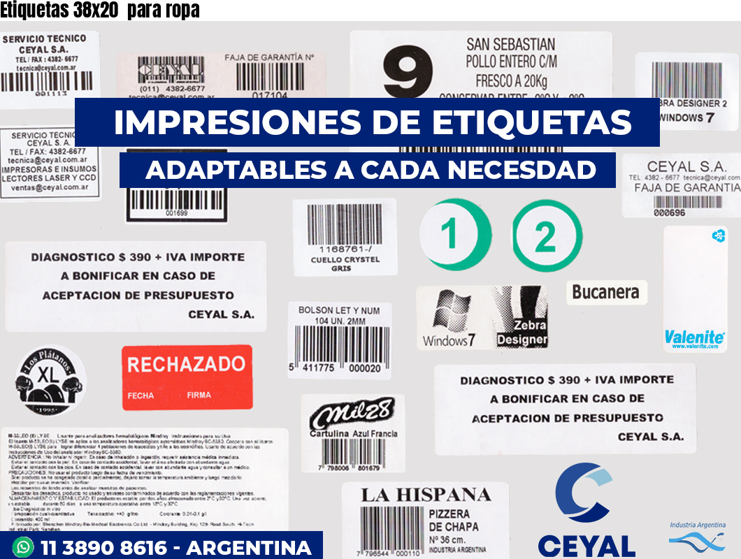 Etiquetas 38x20  para ropa