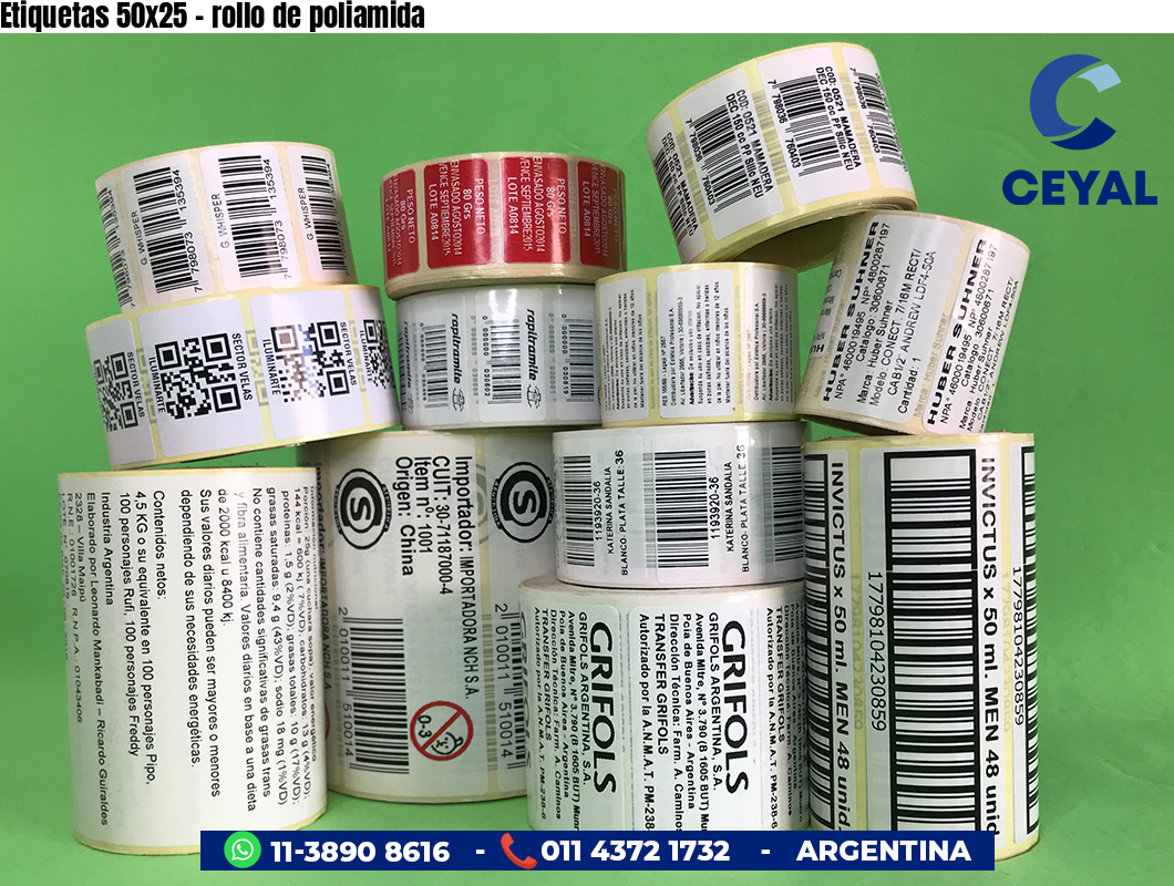 Etiquetas 50x25 - rollo de poliamida