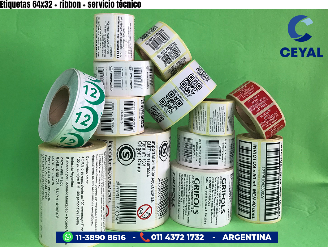 Etiquetas 64x32 ribbon servicio técnico