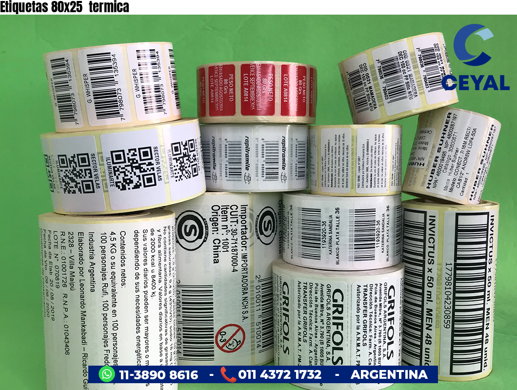 Etiquetas 80x25  termica