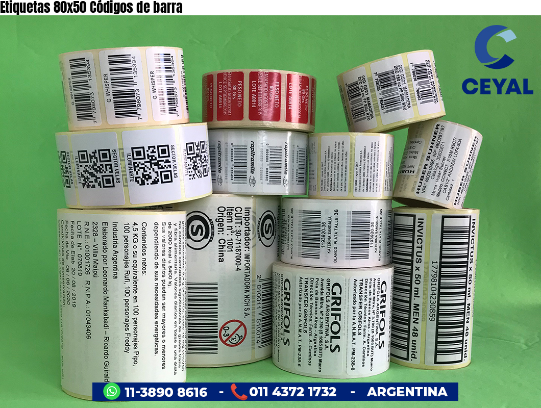 Etiquetas 80x50 Códigos de barra