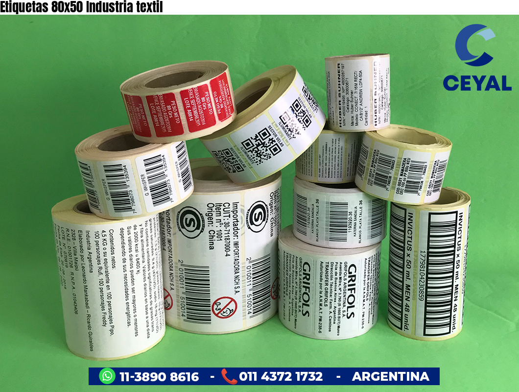 Etiquetas 80x50 Industria textil