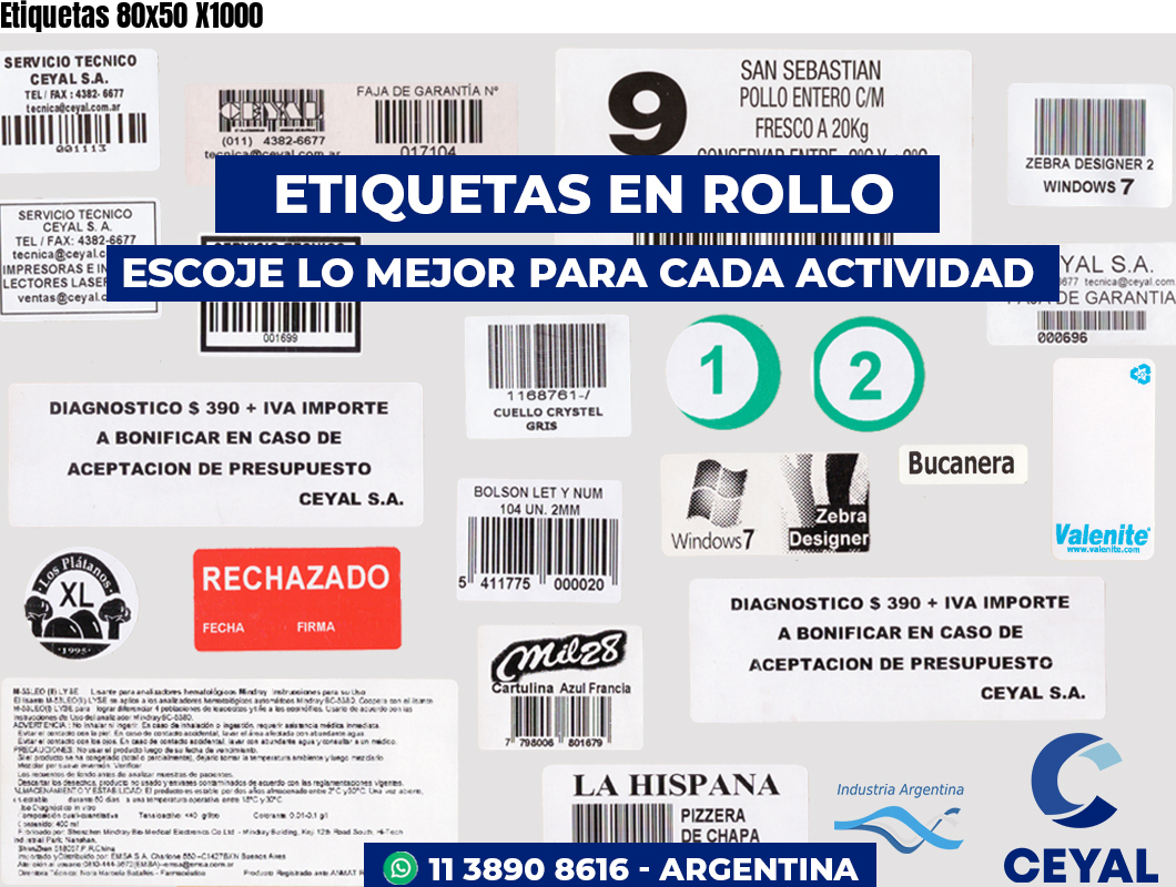 Etiquetas 80x50 X1000