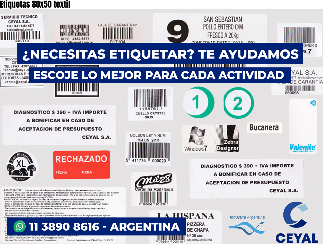 Etiquetas 80x50 textil