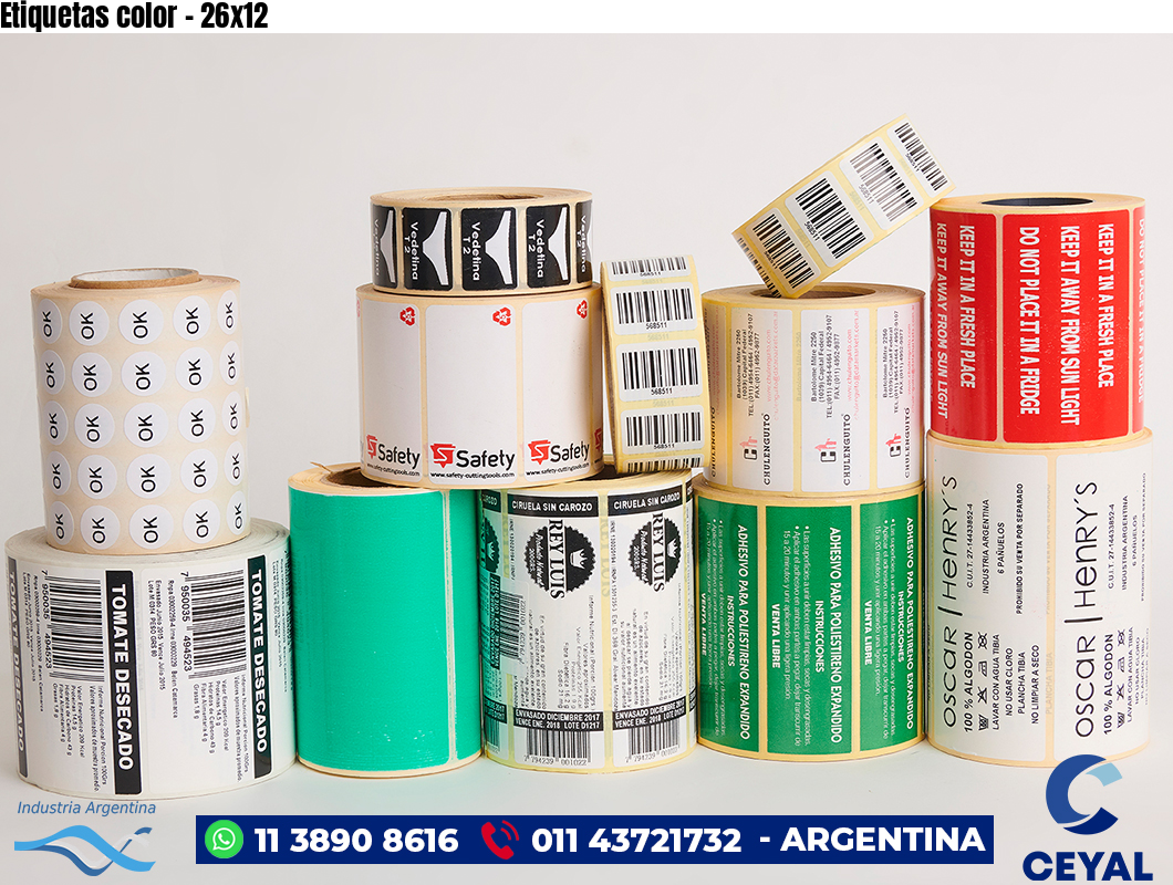 Etiquetas color - 26x12
