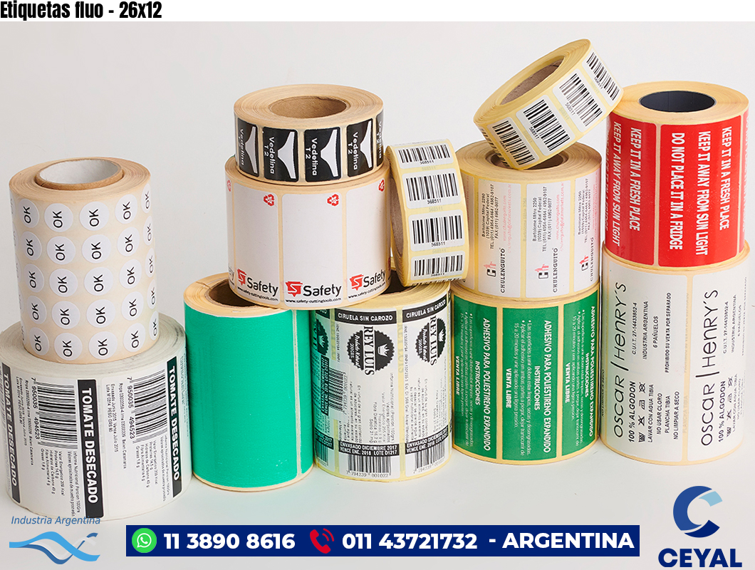 Etiquetas fluo - 26x12