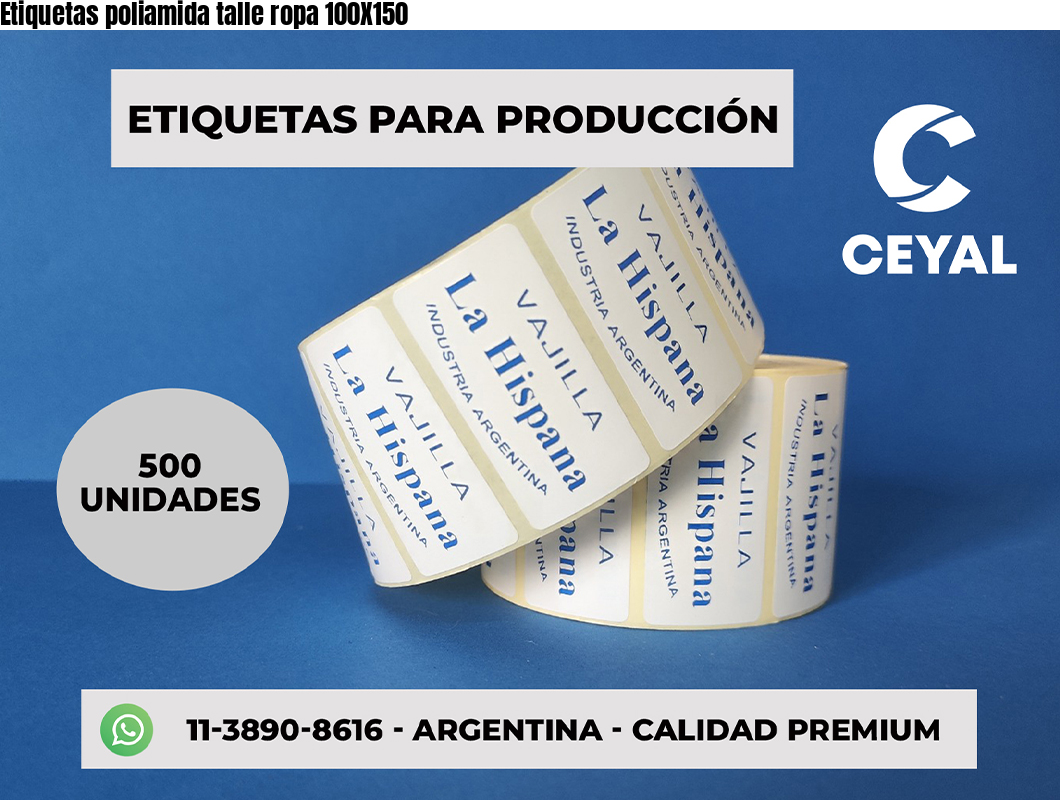 Etiquetas poliamida talle ropa 100X150