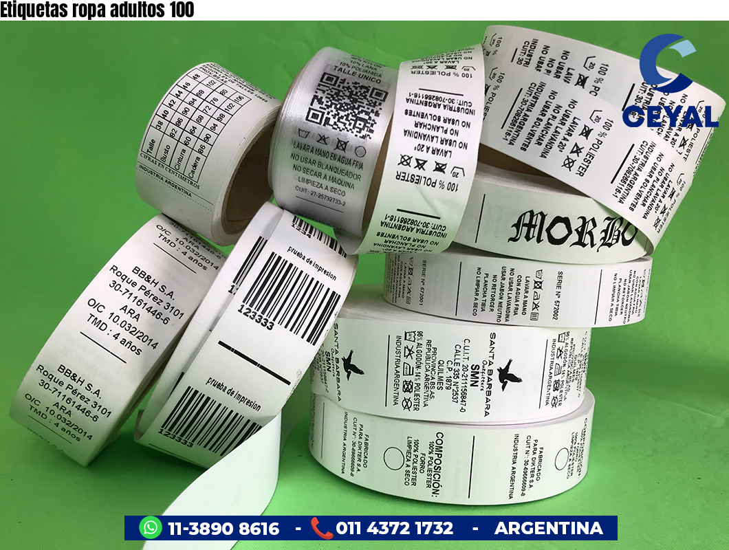 Etiquetas ropa adultos 100