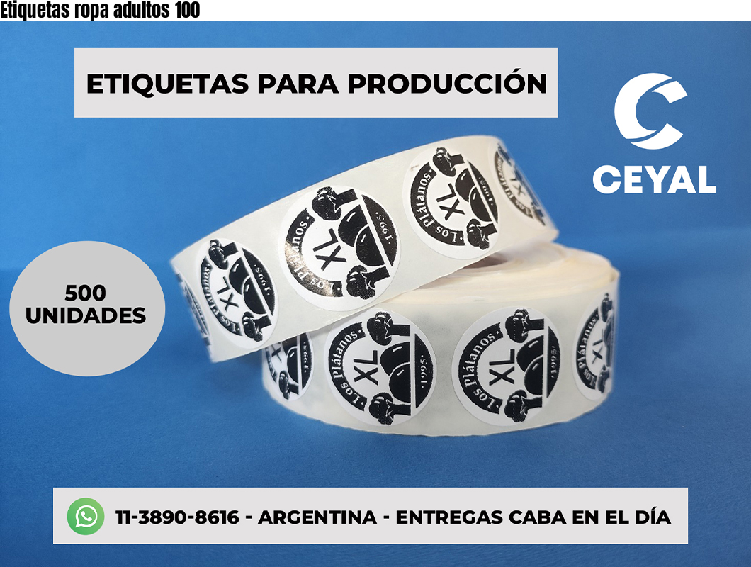 Etiquetas ropa adultos 100