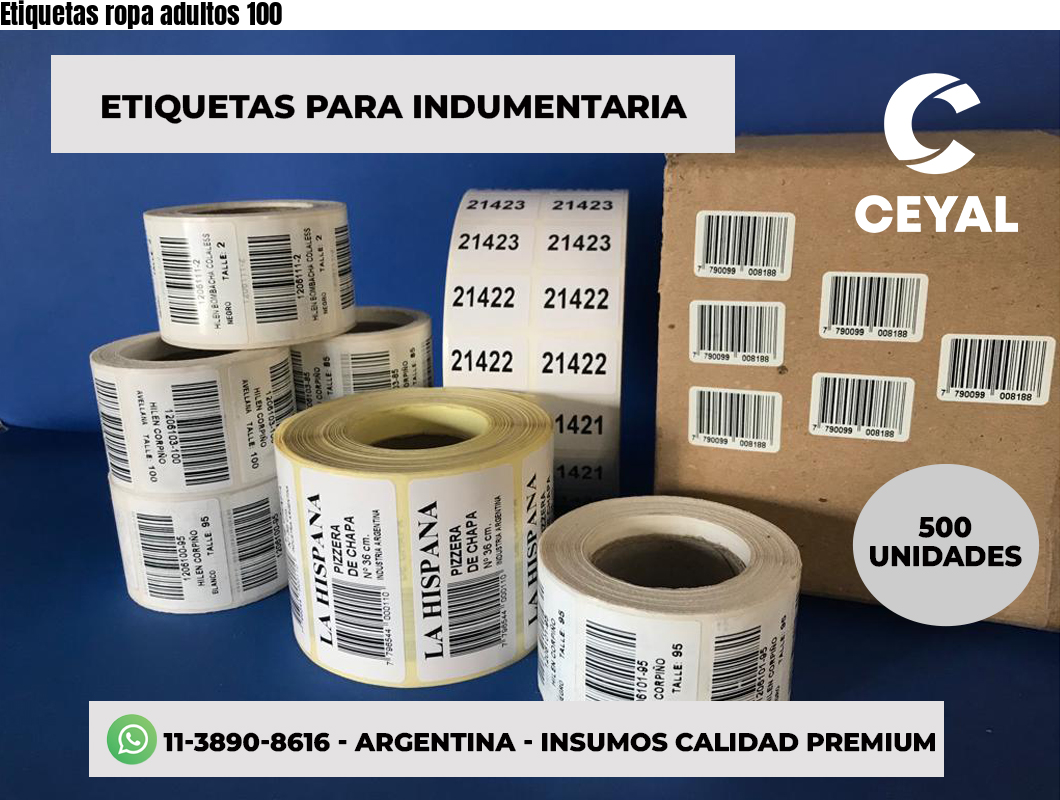 Etiquetas ropa adultos 100