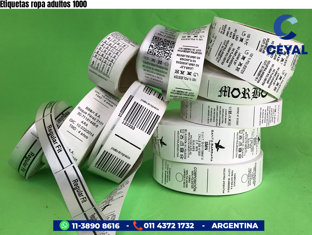 Etiquetas ropa adultos 1000