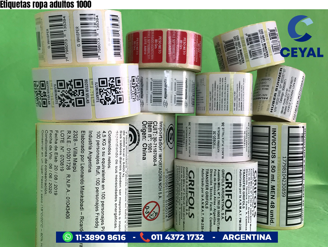 Etiquetas ropa adultos 1000