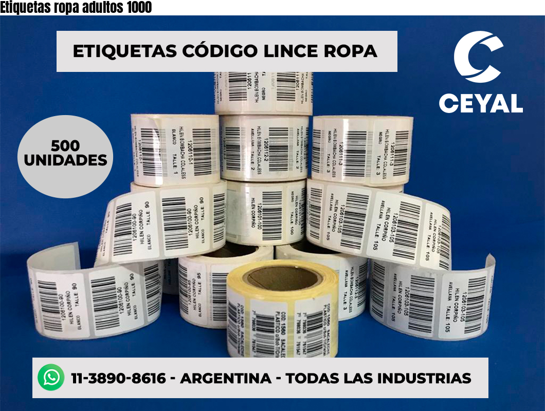 Etiquetas ropa adultos 1000