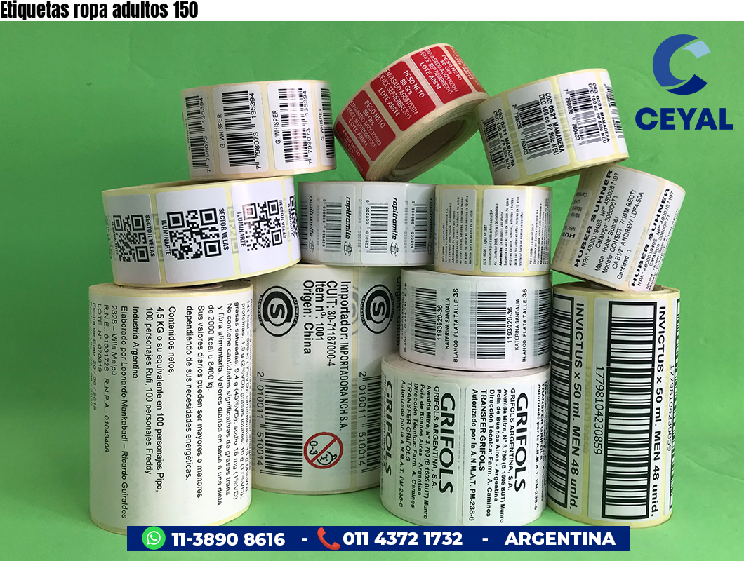 Etiquetas ropa adultos 150