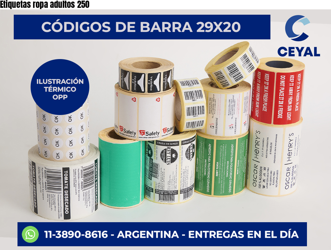 Etiquetas ropa adultos 250