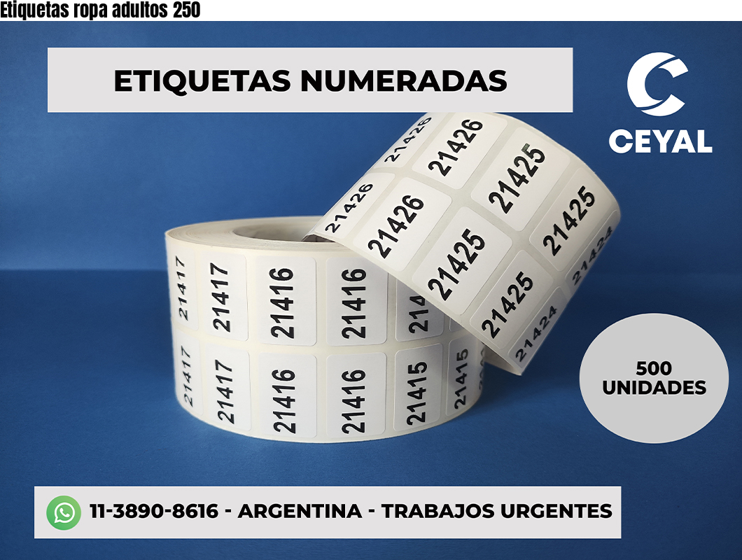 Etiquetas ropa adultos 250