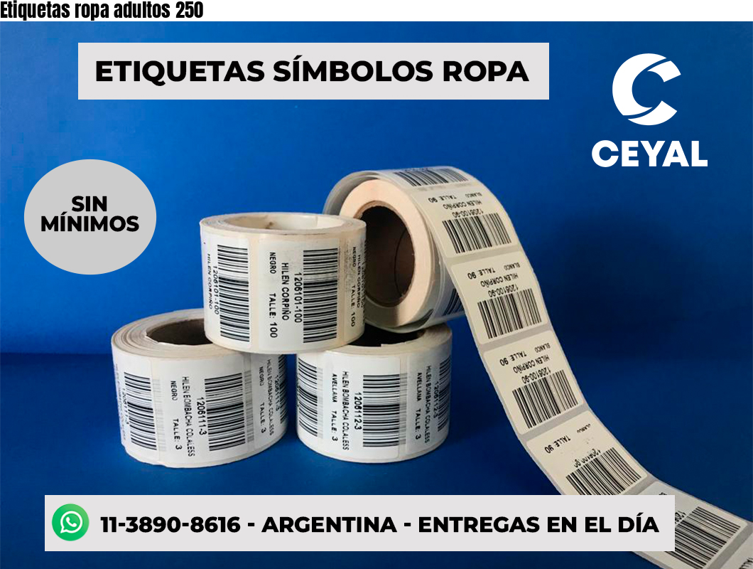 Etiquetas ropa adultos 250