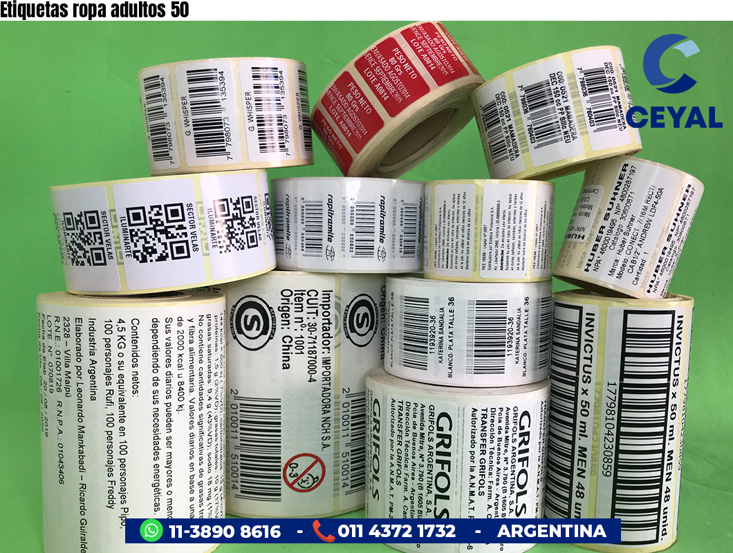 Etiquetas ropa adultos 50