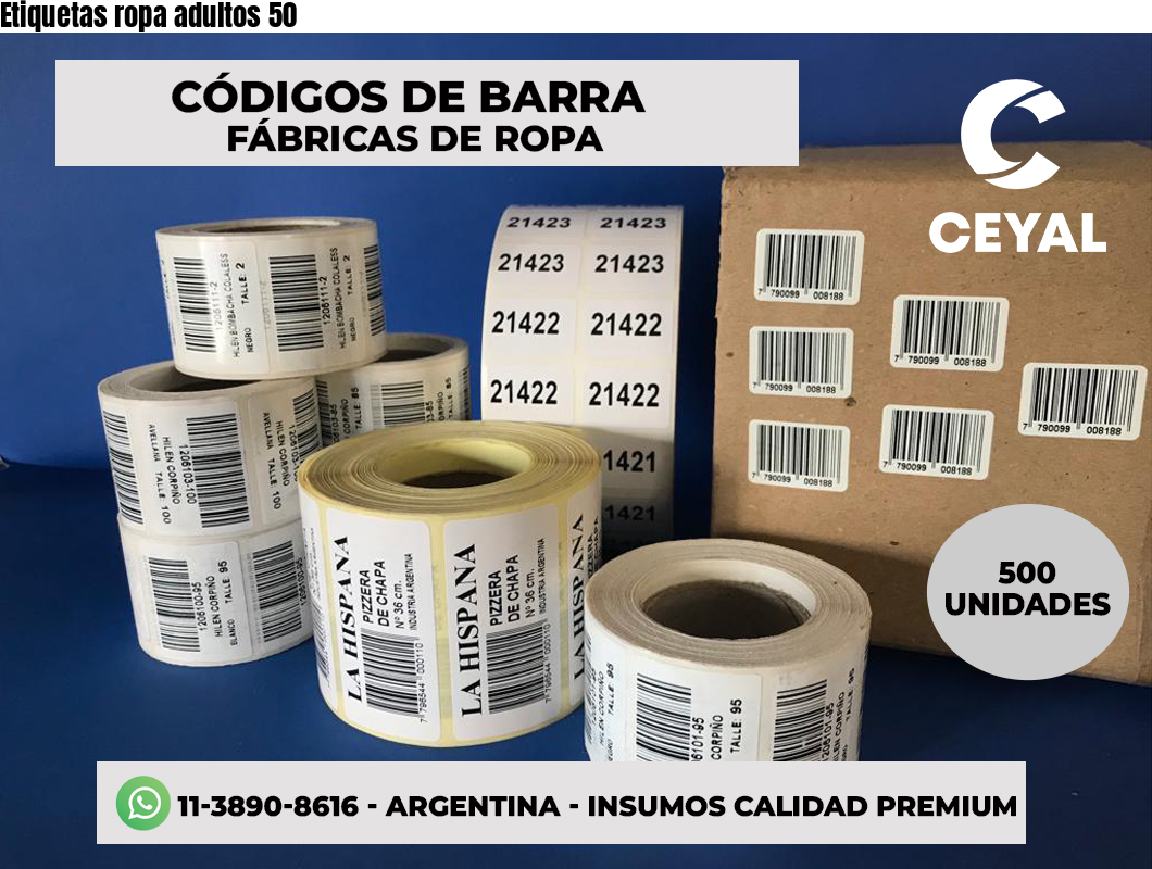 Etiquetas ropa adultos 50
