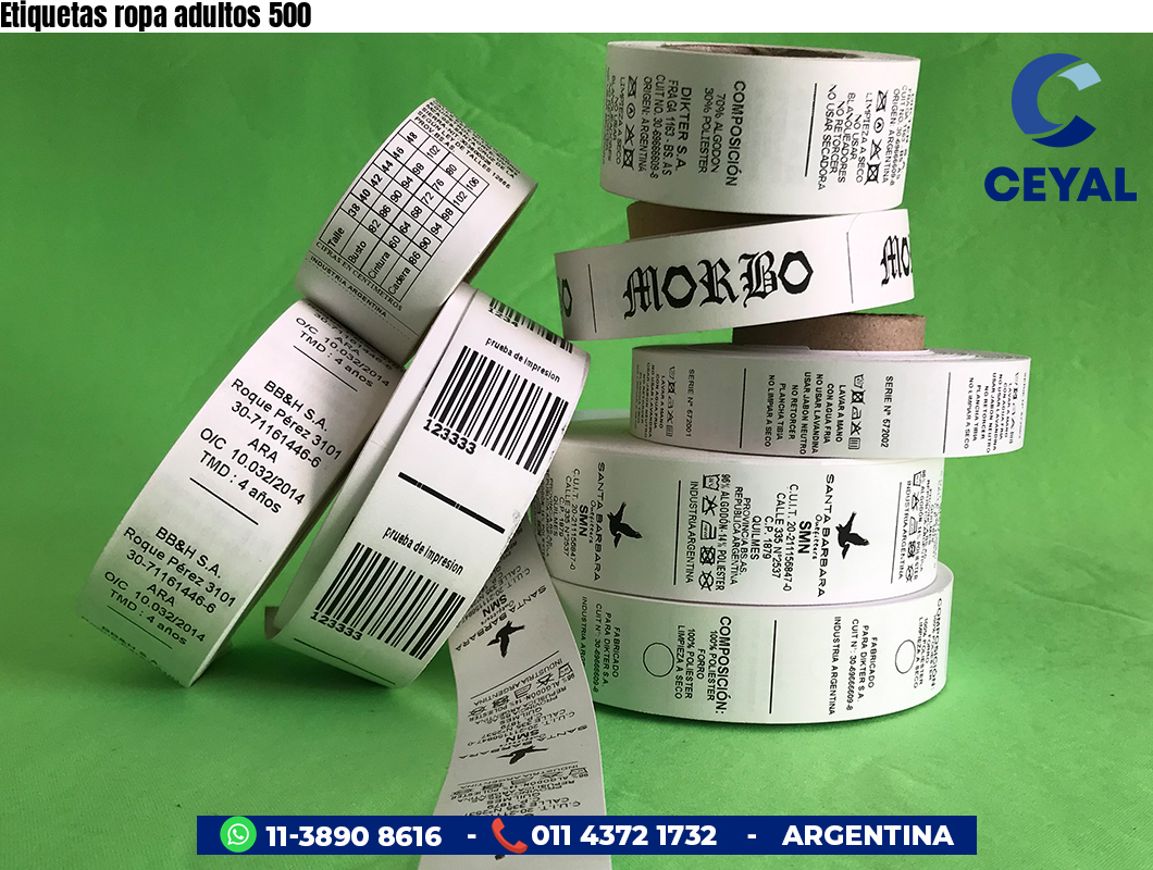 Etiquetas ropa adultos 500