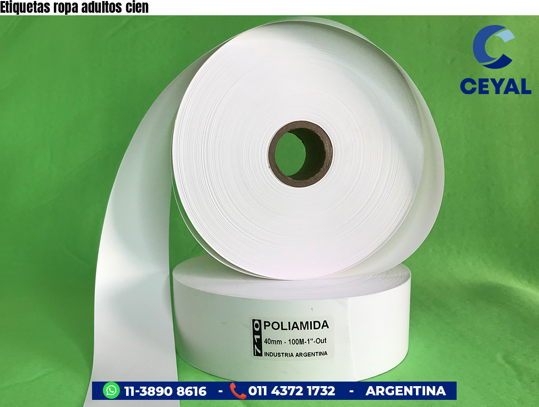 Etiquetas ropa adultos cien