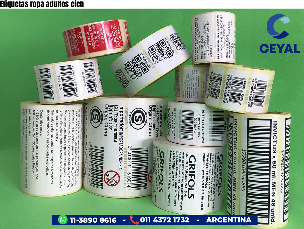 Etiquetas ropa adultos cien