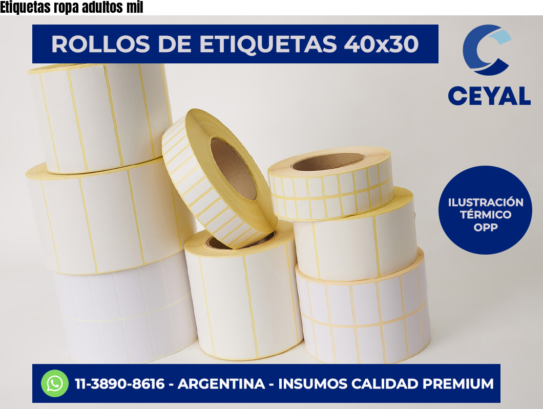 Etiquetas ropa adultos mil