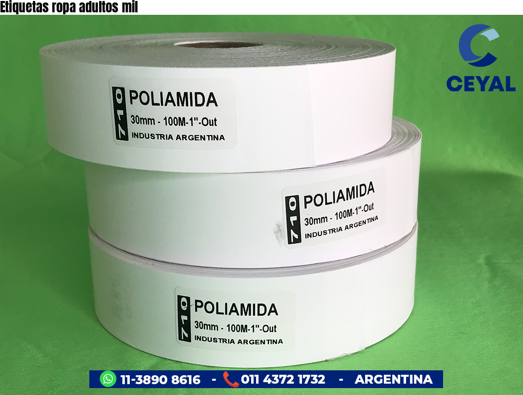 Etiquetas ropa adultos mil