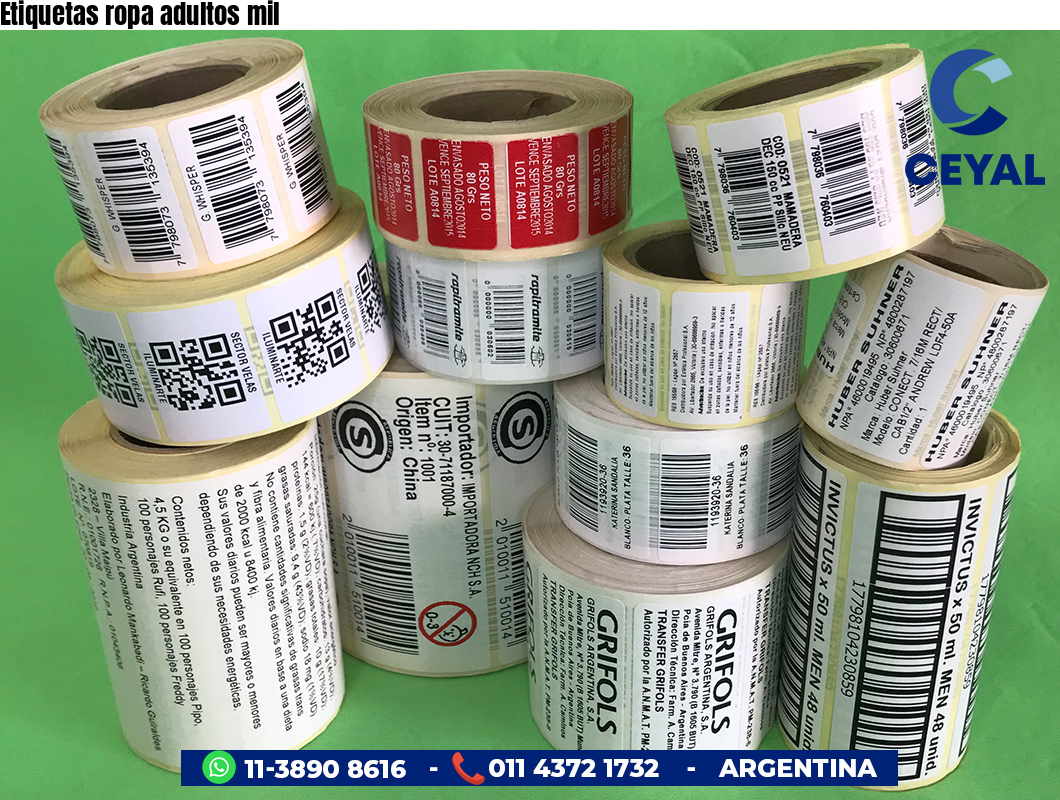Etiquetas ropa adultos mil