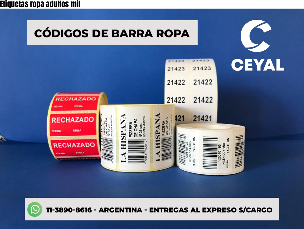 Etiquetas ropa adultos mil