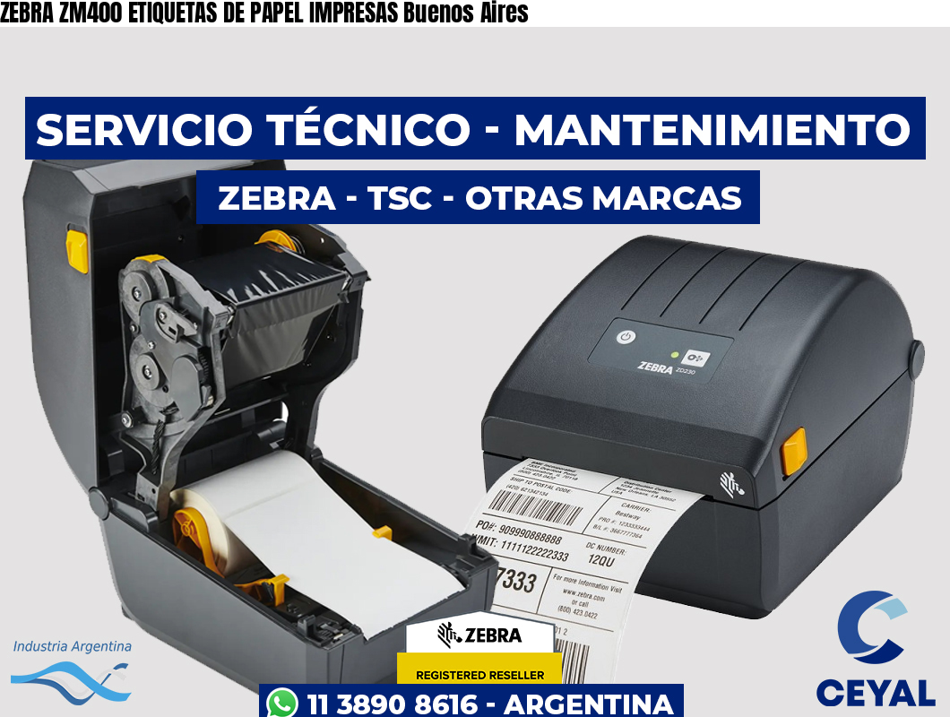 ZEBRA ZM400 ETIQUETAS DE PAPEL IMPRESAS Buenos Aires