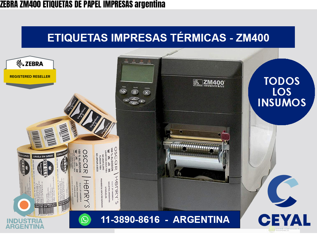 ZEBRA ZM400 ETIQUETAS DE PAPEL IMPRESAS argentina