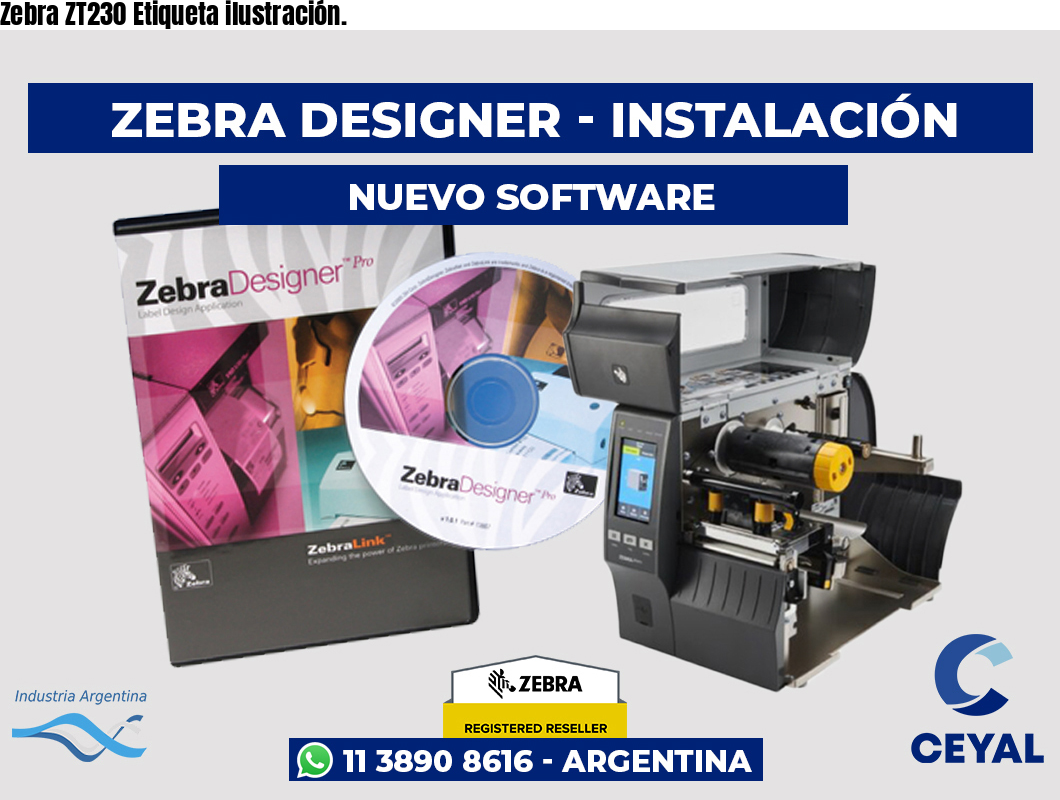 Zebra ZT230 Etiqueta ilustración.