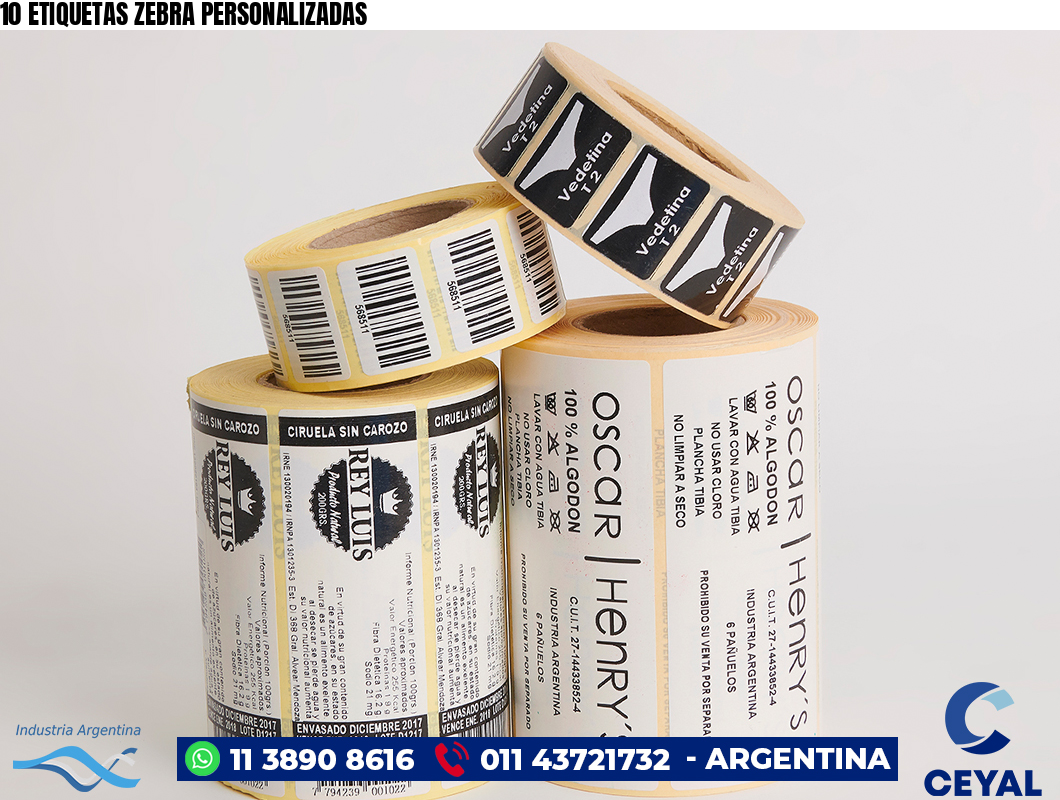 10 ETIQUETAS ZEBRA PERSONALIZADAS