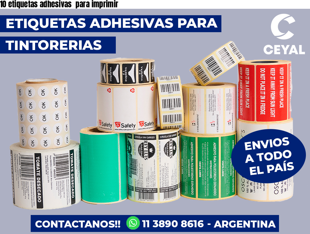 10 etiquetas adhesivas  para imprimir
