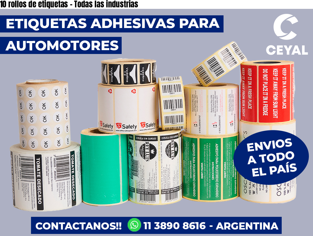 10 rollos de etiquetas – Todas las industrias
