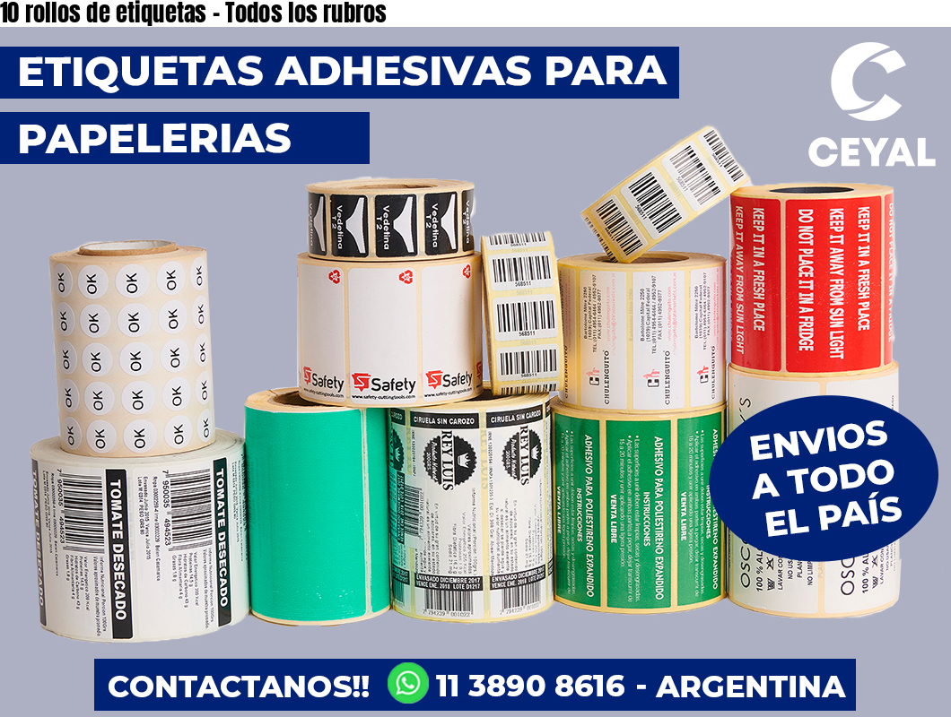 10 rollos de etiquetas – Todos los rubros