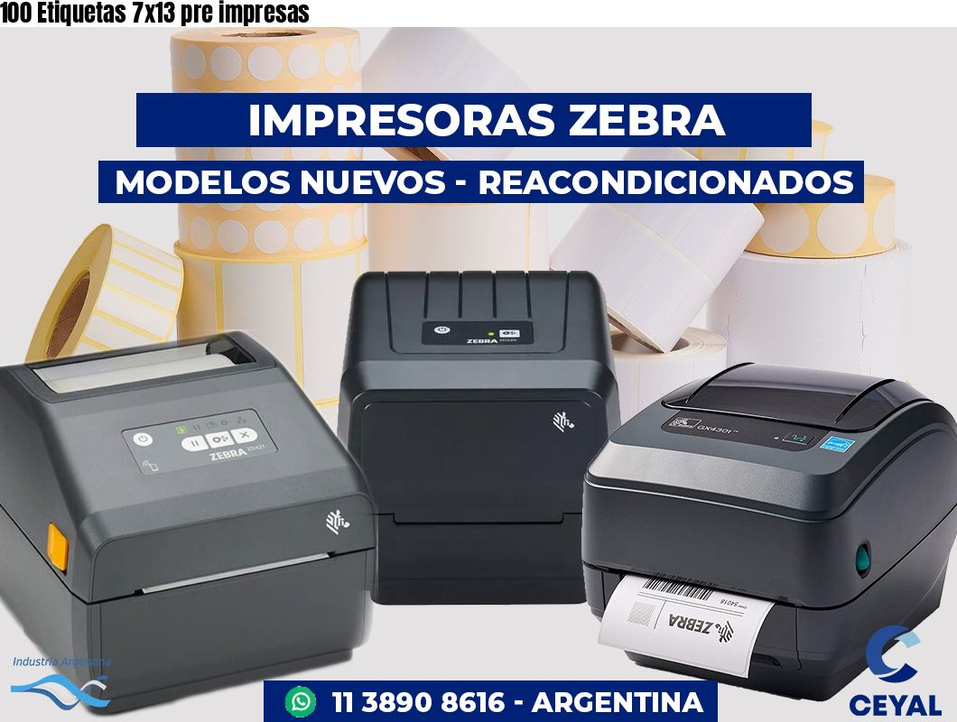 100 Etiquetas 7x13 pre impresas