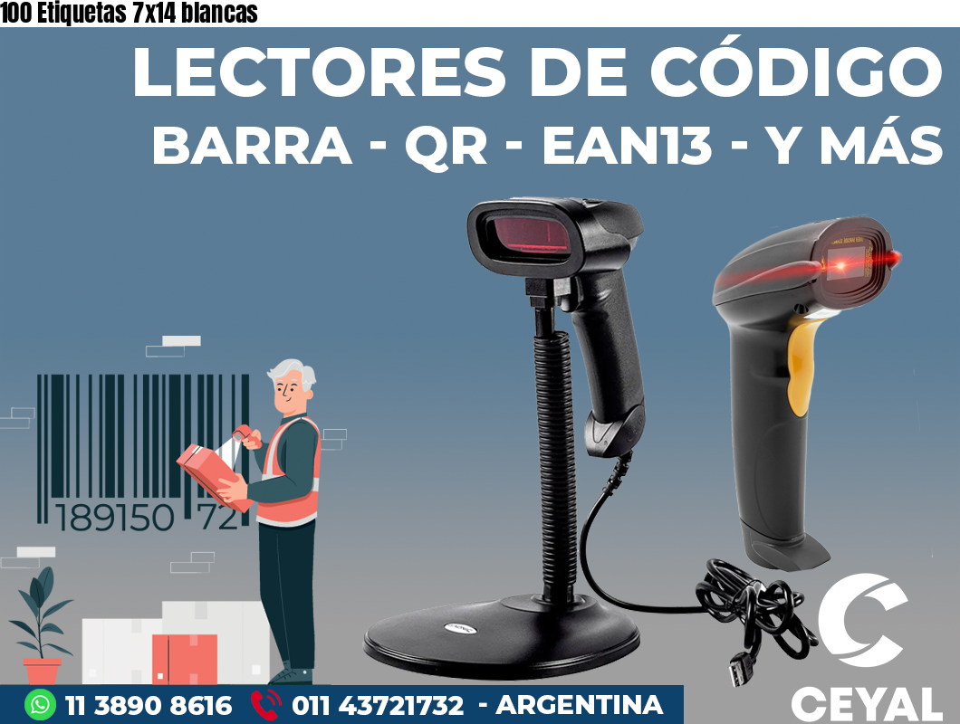 100 Etiquetas 7x14 blancas