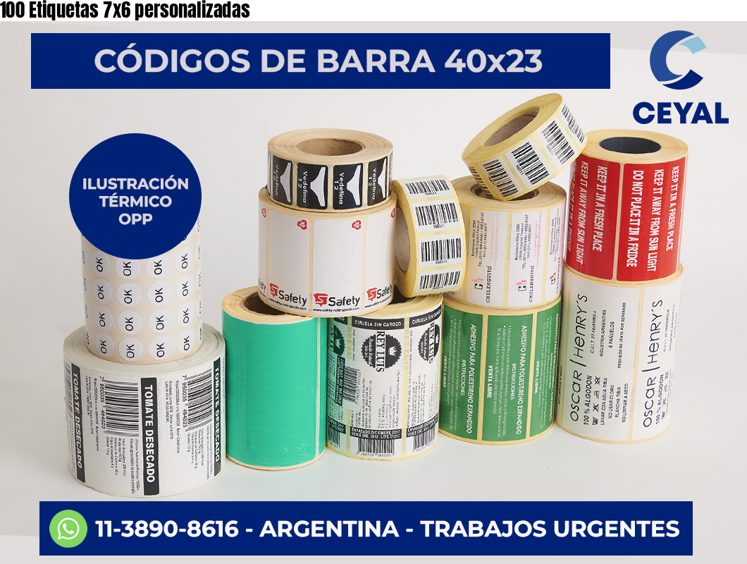 100 Etiquetas 7×6 personalizadas