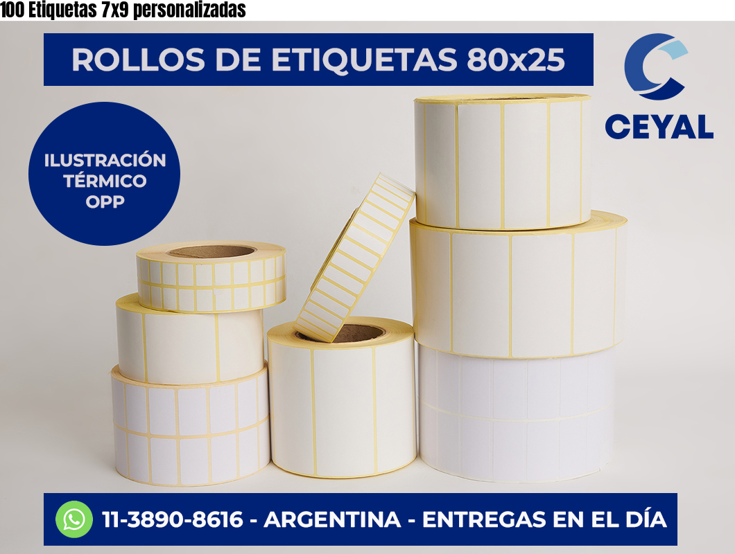 100 Etiquetas 7×9 personalizadas