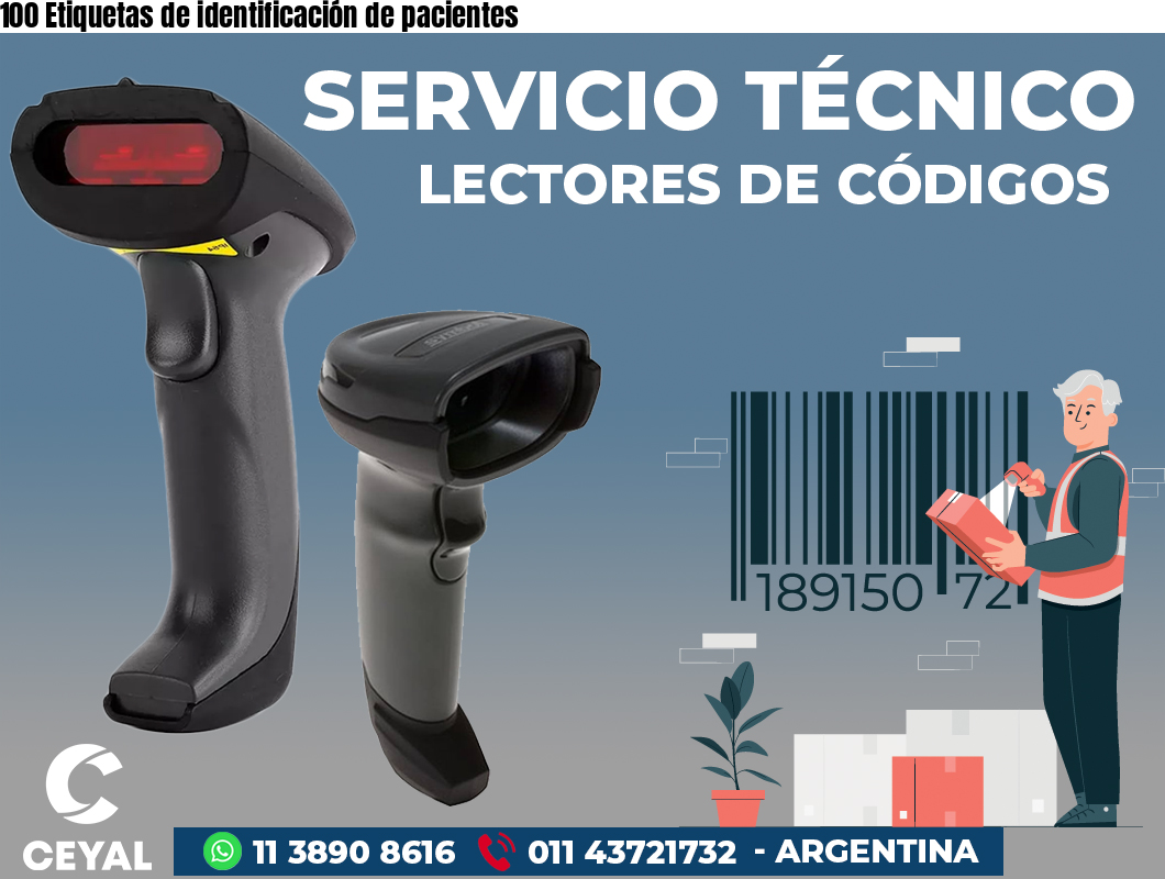 100 Etiquetas de identificación de pacientes