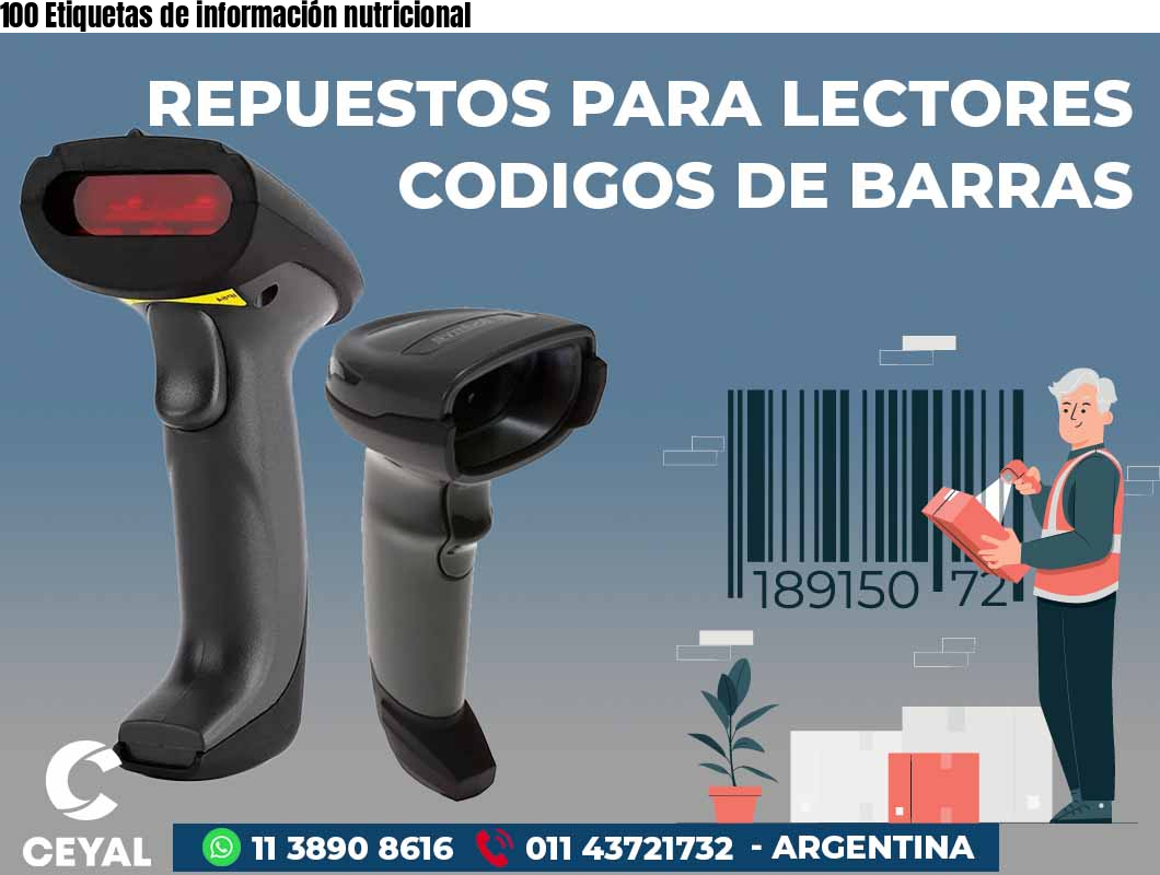 100 Etiquetas de información nutricional