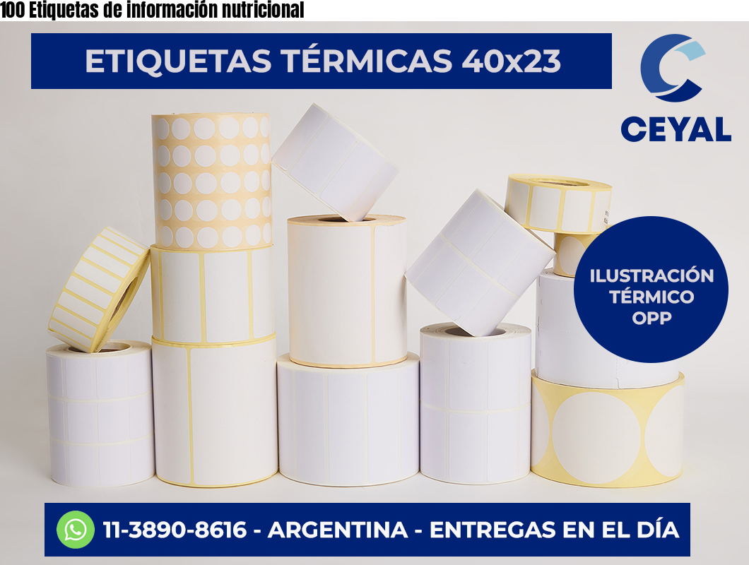 100 Etiquetas de información nutricional