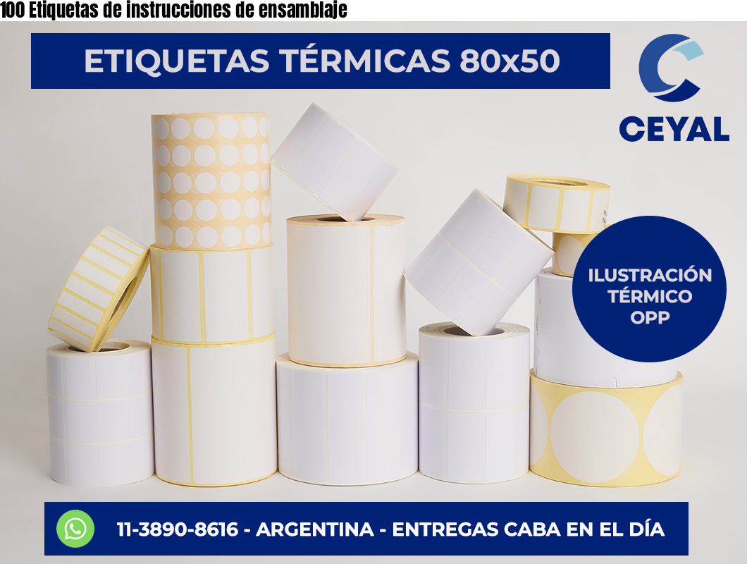 100 Etiquetas de instrucciones de ensamblaje