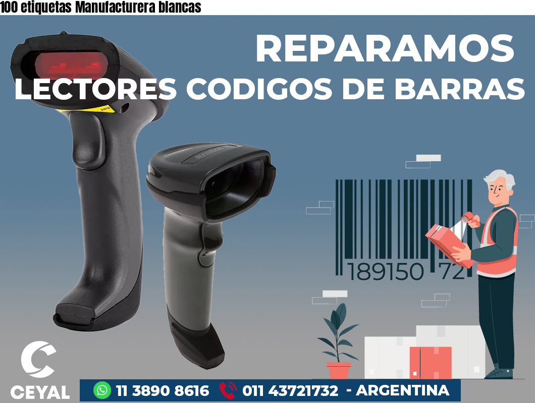 100 etiquetas Manufacturera blancas